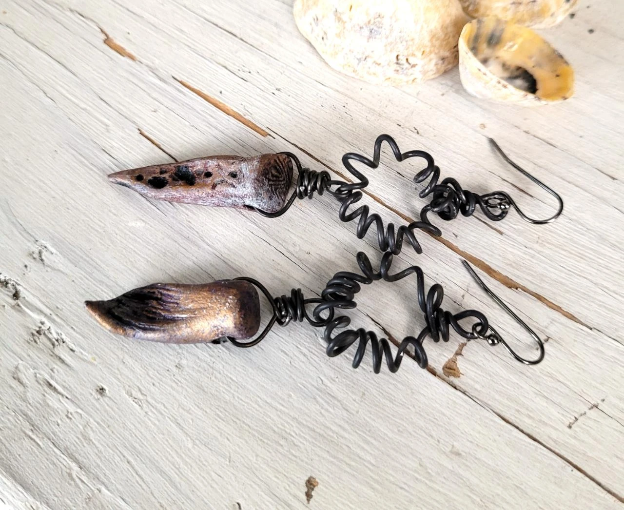 Minimalist and primitive earrings with handmade ceramics.. – photo 9